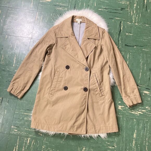 J CREW Factory $168 Bonded Trench Coat C8511 Long Jacket Khaki Tan Womens Size 4 - Picture 5 of 9
